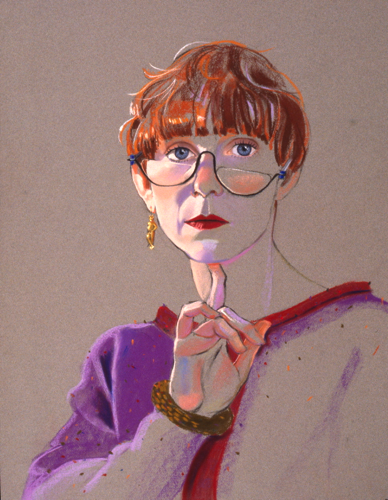 Self portrait with reading glasses,
18" x 22"  pastel
